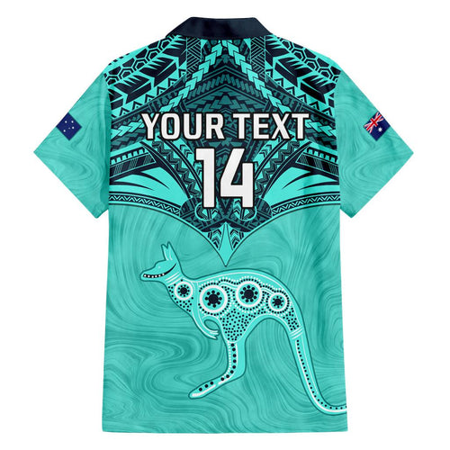 Custom Australia Matildas Family Matching Tank Maxi Dress and Hawaiian Shirt Polynesian Mix Turquoise Marble