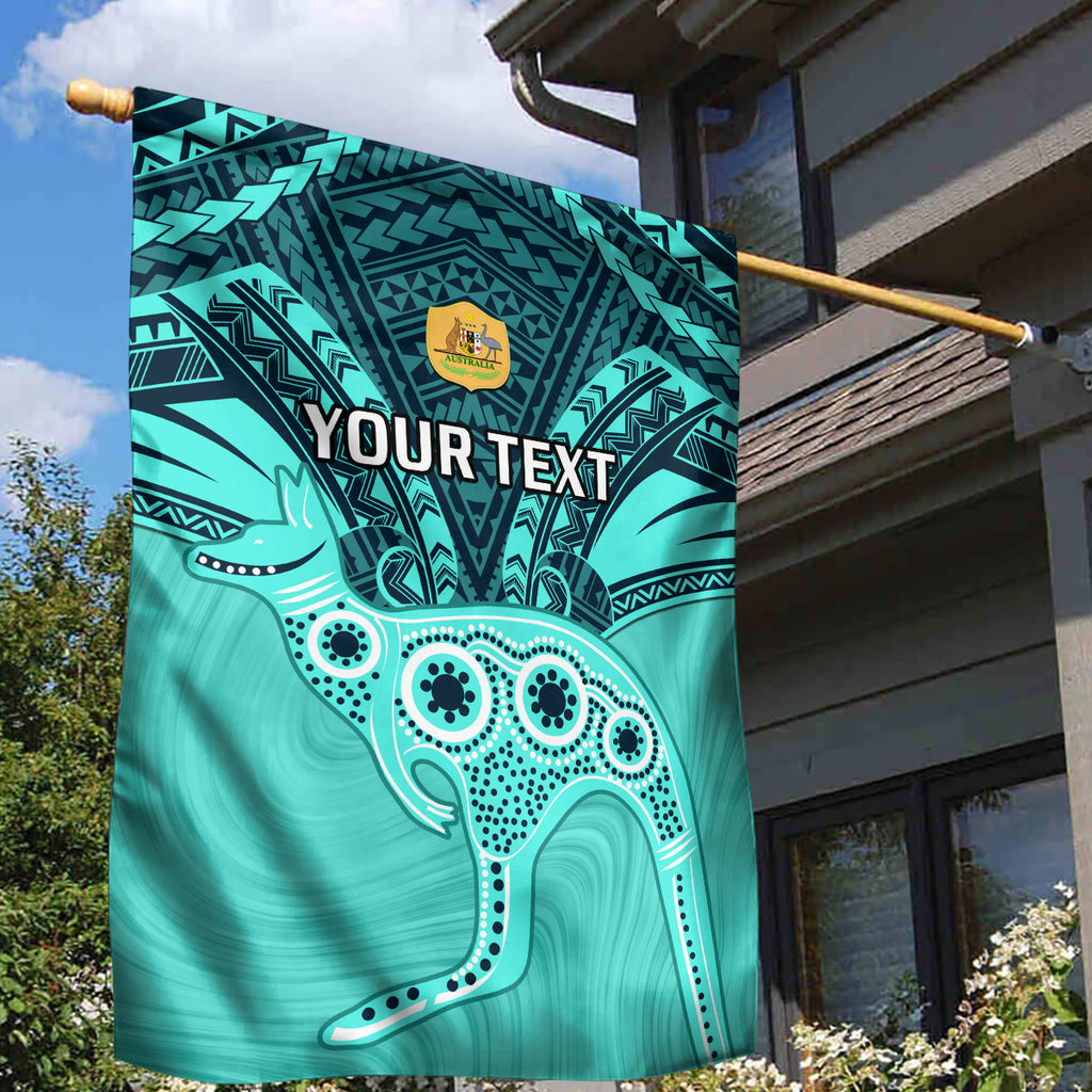 Custom Australia Matildas Garden Flag Polynesian Mix Turquoise Marble