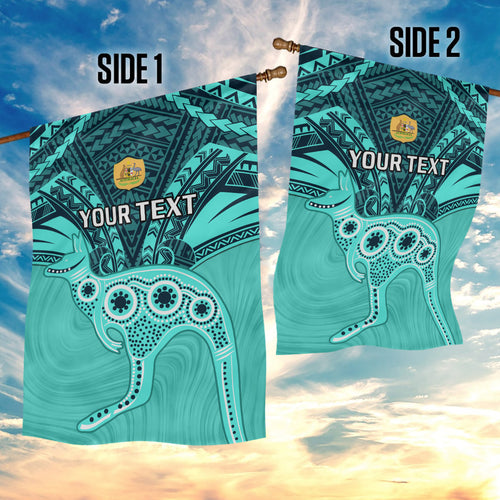 Custom Australia Matildas Garden Flag Polynesian Mix Turquoise Marble