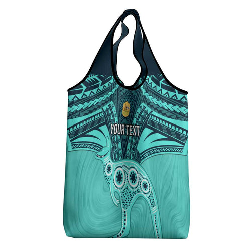 Custom Australia Matildas Grocery Bag Polynesian Mix Turquoise Marble