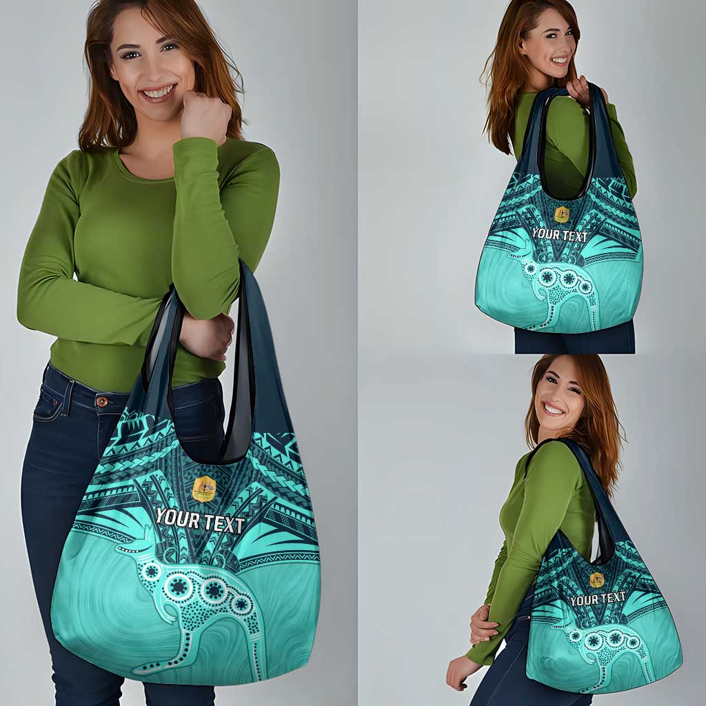 Custom Australia Matildas Grocery Bag Polynesian Mix Turquoise Marble