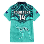 Custom Australia Matildas Hawaiian Shirt Polynesian Mix Turquoise Marble
