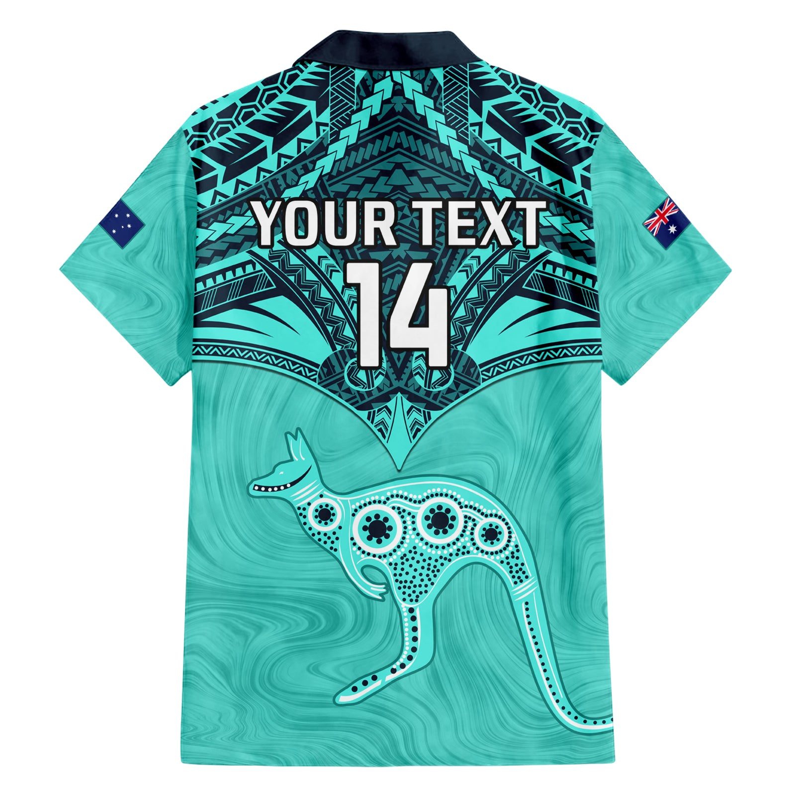 Custom Australia Matildas Hawaiian Shirt Polynesian Mix Turquoise Marble