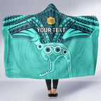 Custom Australia Matildas Hooded Blanket Polynesian Mix Turquoise Marble