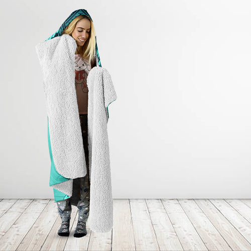 Custom Australia Matildas Hooded Blanket Polynesian Mix Turquoise Marble