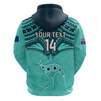 Custom Australia Matildas Hoodie Polynesian Mix Turquoise Marble