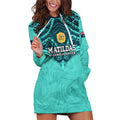 Custom Australia Matildas Hoodie Dress Polynesian Mix Turquoise Marble