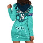 Custom Australia Matildas Hoodie Dress Polynesian Mix Turquoise Marble