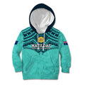 Custom Australia Matildas Kid Hoodie Polynesian Mix Turquoise Marble