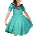 Custom Australia Matildas Kid Short Sleeve Dress Polynesian Mix Turquoise Marble