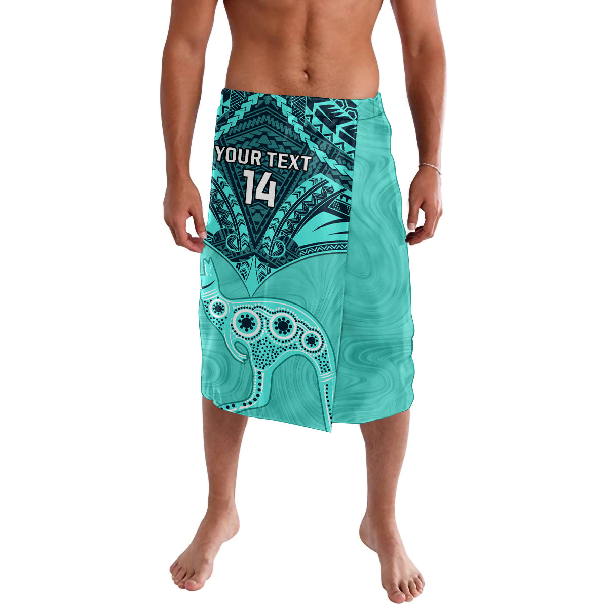 Custom Australia Matildas Lavalava Polynesian Mix Turquoise Marble