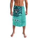 Custom Australia Matildas Lavalava Polynesian Mix Turquoise Marble
