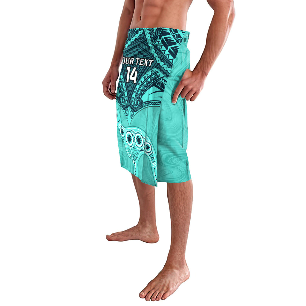 Custom Australia Matildas Lavalava Polynesian Mix Turquoise Marble