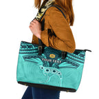 Custom Australia Matildas Leather Tote Bag Polynesian Mix Turquoise Marble
