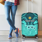 Custom Australia Matildas Luggage Cover Polynesian Mix Turquoise Marble