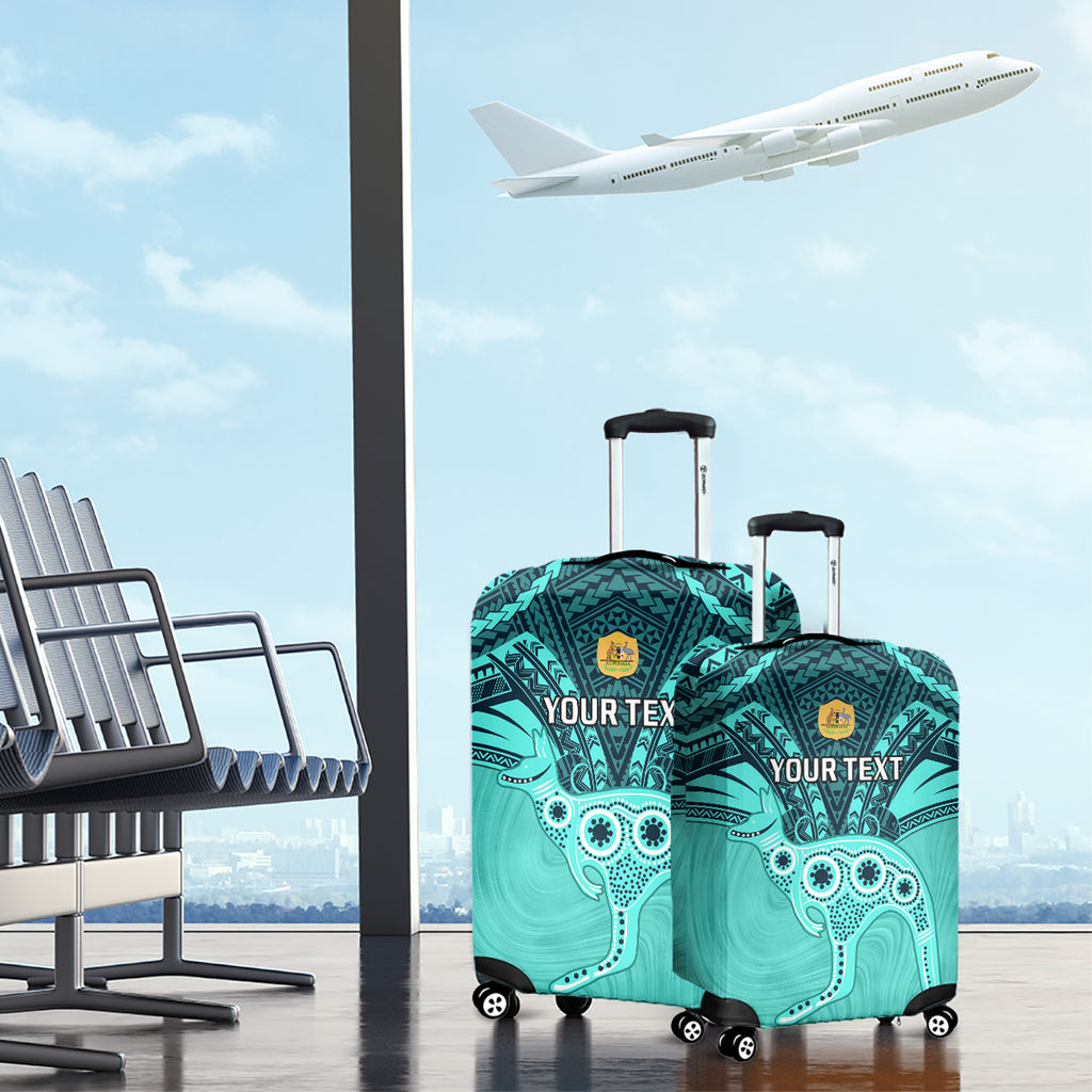 Custom Australia Matildas Luggage Cover Polynesian Mix Turquoise Marble