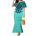 Custom Australia Matildas Mermaid Dress Polynesian Mix Turquoise Marble