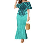 Custom Australia Matildas Mermaid Dress Polynesian Mix Turquoise Marble
