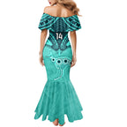Custom Australia Matildas Mermaid Dress Polynesian Mix Turquoise Marble