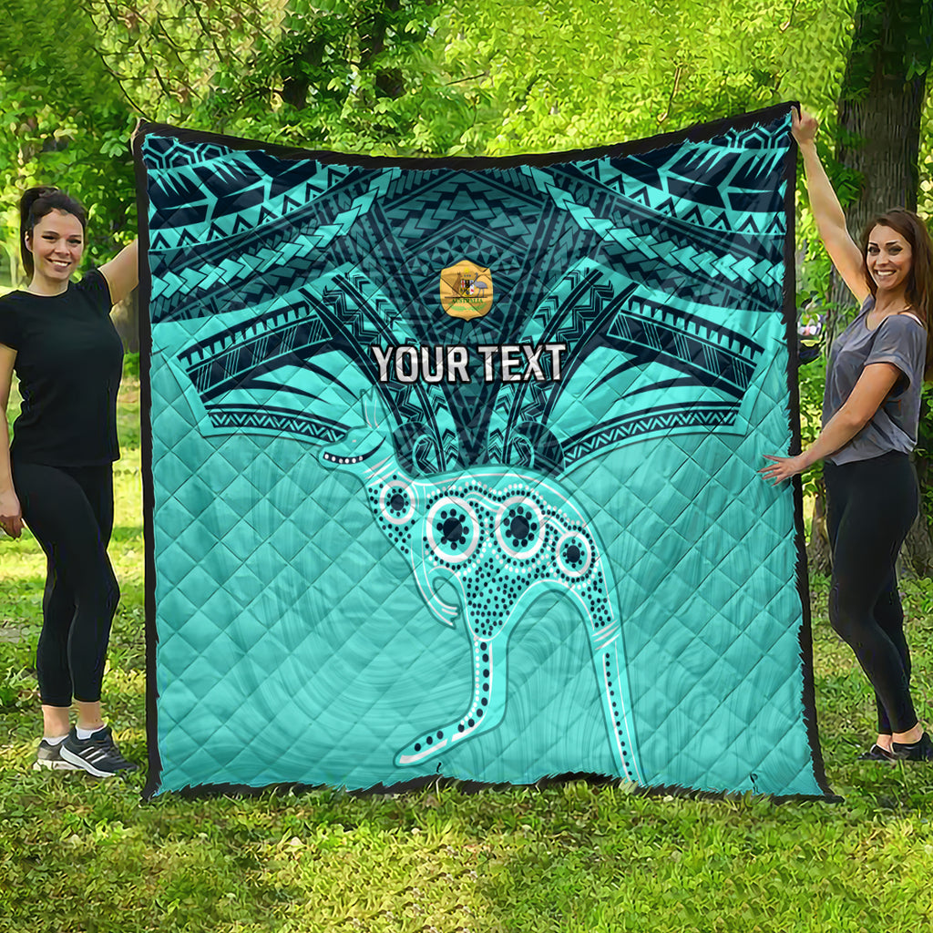 Custom Australia Matildas Quilt Polynesian Mix Turquoise Marble