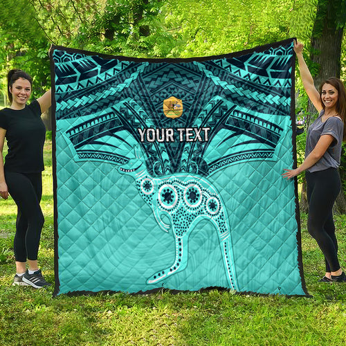 Custom Australia Matildas Quilt Polynesian Mix Turquoise Marble
