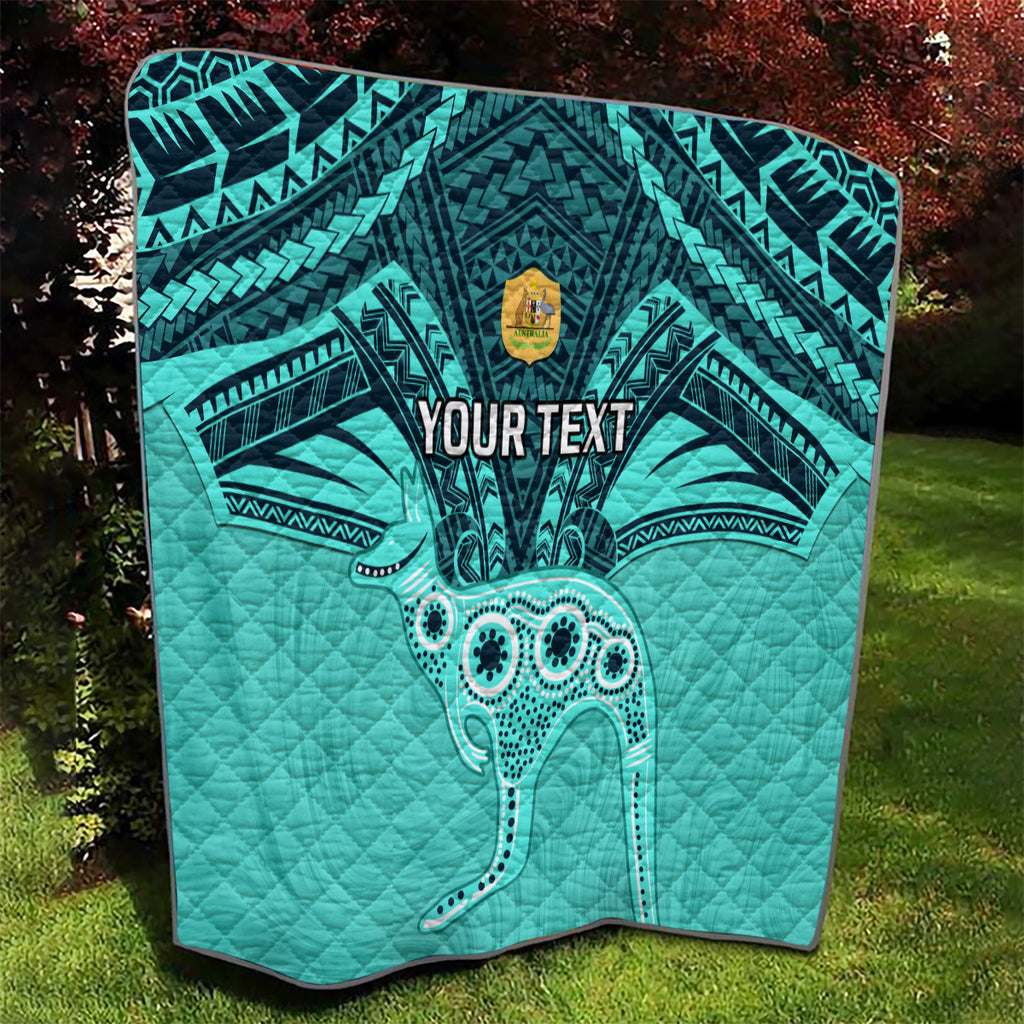 Custom Australia Matildas Quilt Polynesian Mix Turquoise Marble