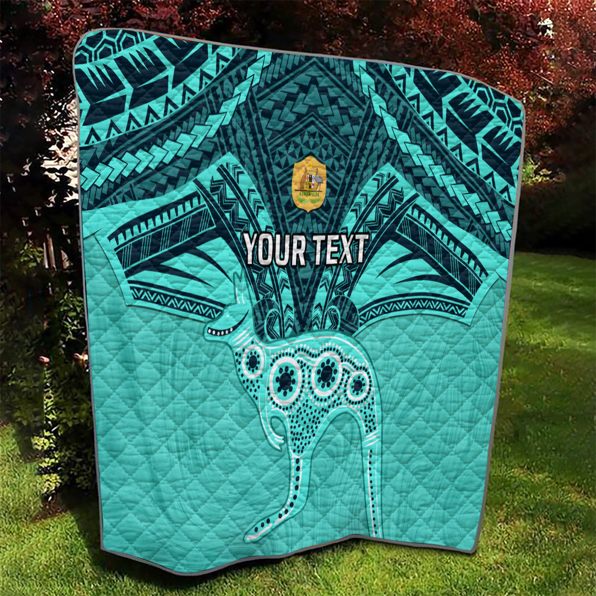 Custom Australia Matildas Quilt Polynesian Mix Turquoise Marble