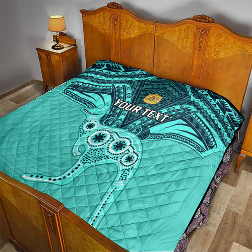Custom Australia Matildas Quilt Polynesian Mix Turquoise Marble