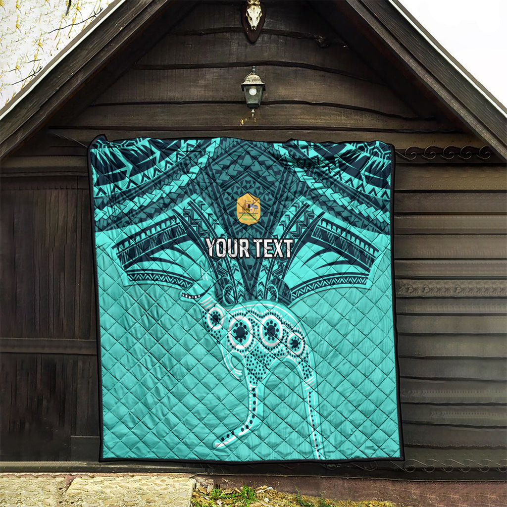 Custom Australia Matildas Quilt Polynesian Mix Turquoise Marble