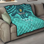 Custom Australia Matildas Quilt Polynesian Mix Turquoise Marble
