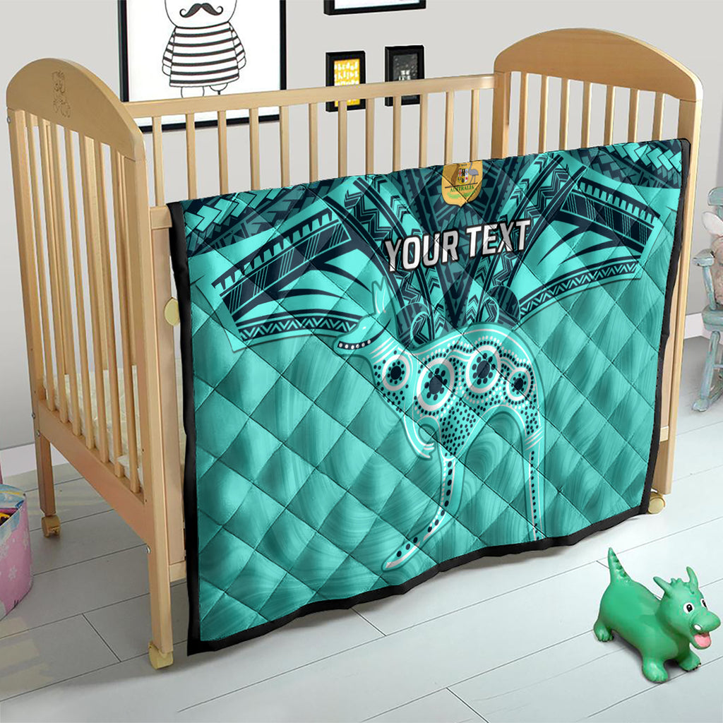 Custom Australia Matildas Quilt Polynesian Mix Turquoise Marble