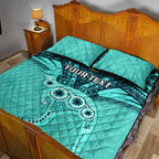 Custom Australia Matildas Quilt Bed Set Polynesian Mix Turquoise Marble