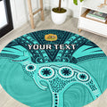 Custom Australia Matildas Round Carpet Polynesian Mix Turquoise Marble