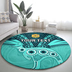Custom Australia Matildas Round Carpet Polynesian Mix Turquoise Marble
