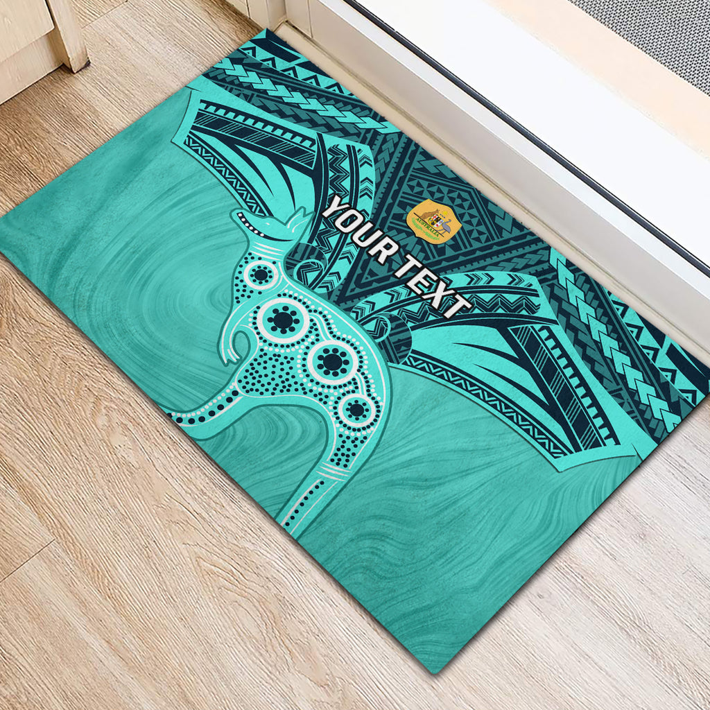 Custom Australia Matildas Rubber Doormat Polynesian Mix Turquoise Marble