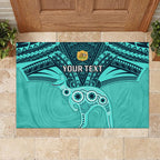 Custom Australia Matildas Rubber Doormat Polynesian Mix Turquoise Marble