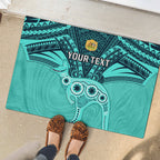 Custom Australia Matildas Rubber Doormat Polynesian Mix Turquoise Marble