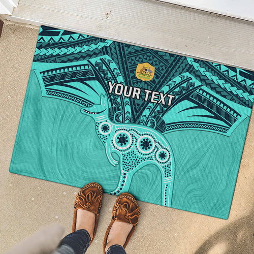 Custom Australia Matildas Rubber Doormat Polynesian Mix Turquoise Marble