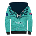Custom Australia Matildas Sherpa Hoodie Polynesian Mix Turquoise Marble