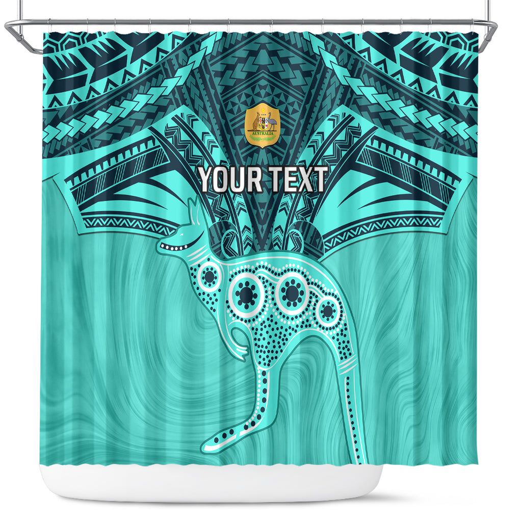 Custom Australia Matildas Shower Curtain Polynesian Mix Turquoise Marble