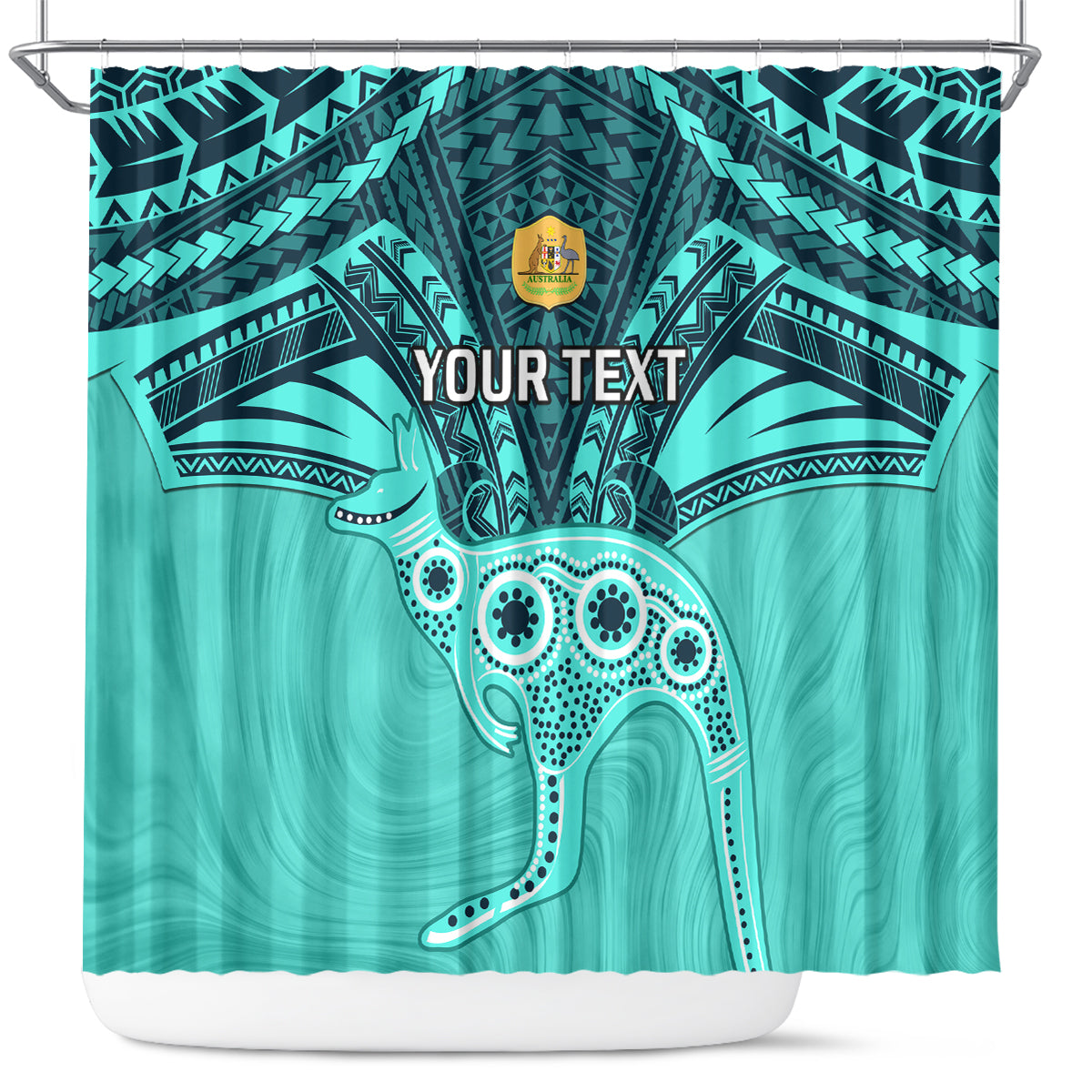 Custom Australia Matildas Shower Curtain Polynesian Mix Turquoise Marble