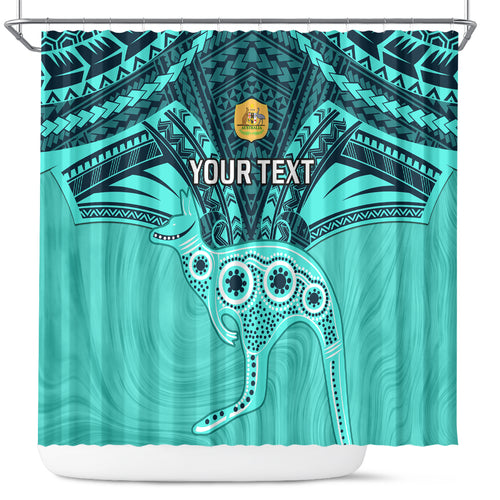 Custom Australia Matildas Shower Curtain Polynesian Mix Turquoise Marble