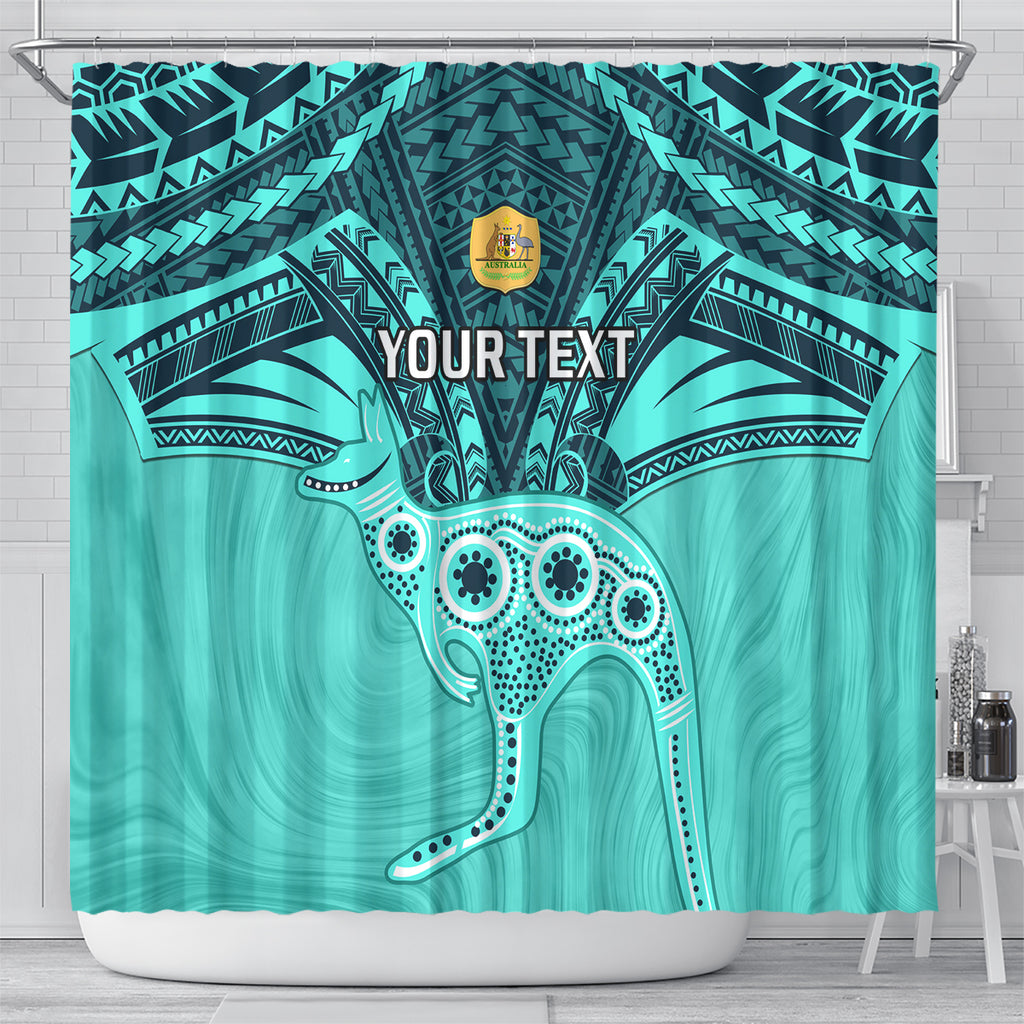 Custom Australia Matildas Shower Curtain Polynesian Mix Turquoise Marble