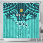 Custom Australia Matildas Shower Curtain Polynesian Mix Turquoise Marble