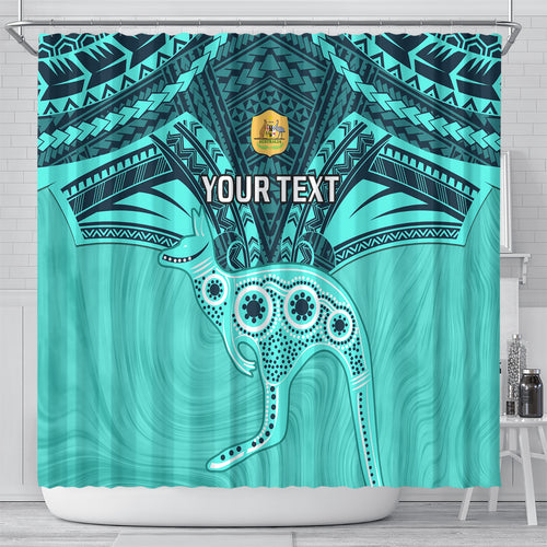 Custom Australia Matildas Shower Curtain Polynesian Mix Turquoise Marble
