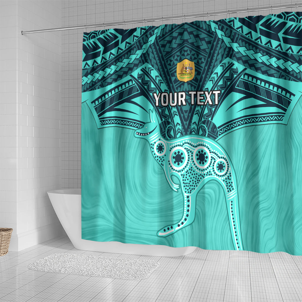 Custom Australia Matildas Shower Curtain Polynesian Mix Turquoise Marble