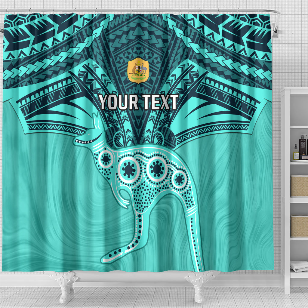 Custom Australia Matildas Shower Curtain Polynesian Mix Turquoise Marble