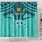 Custom Australia Matildas Shower Curtain Polynesian Mix Turquoise Marble