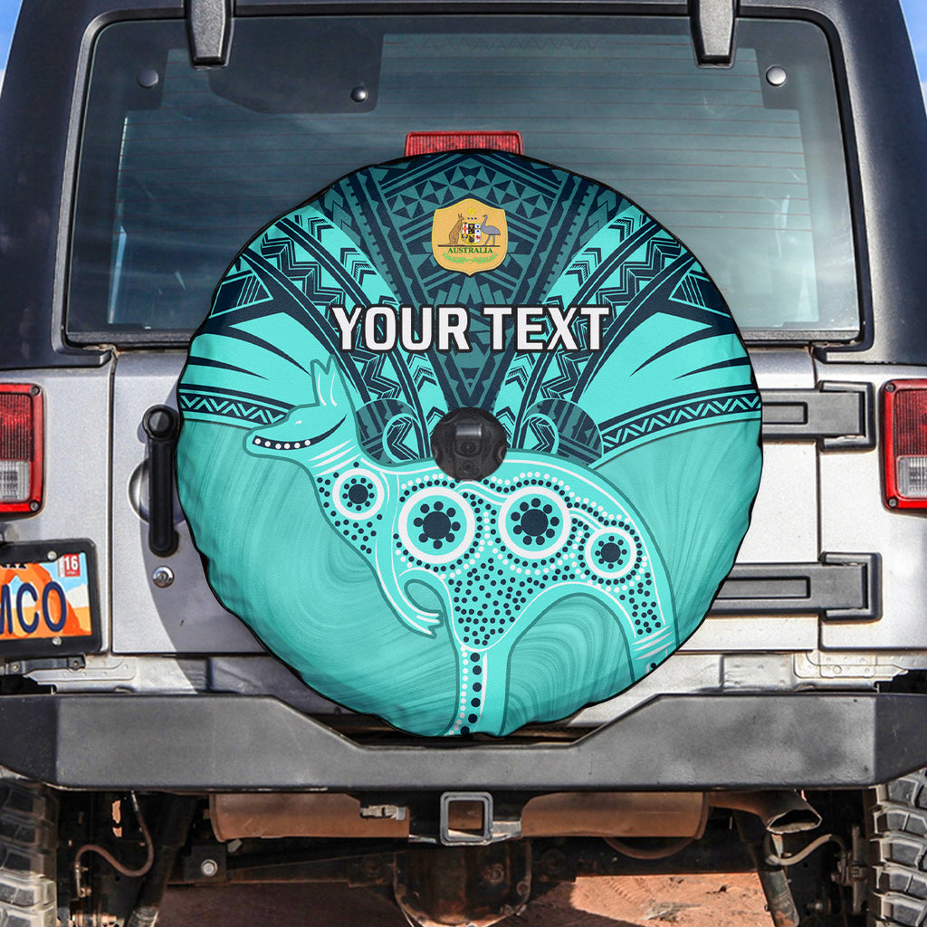 Custom Australia Matildas Spare Tire Cover Polynesian Mix Turquoise Marble