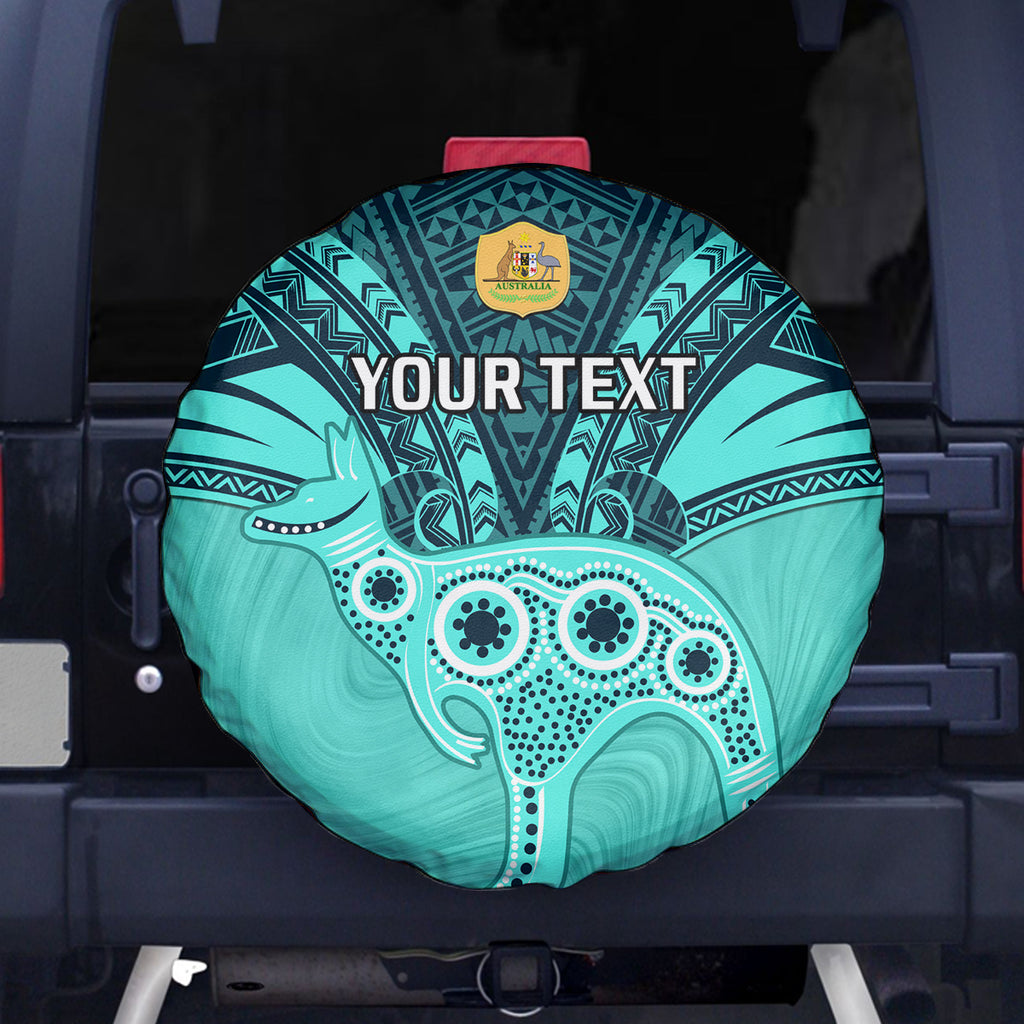 Custom Australia Matildas Spare Tire Cover Polynesian Mix Turquoise Marble